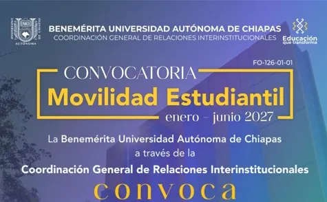 Convocatoria Movilidad Estudiantil enero- junio 2027